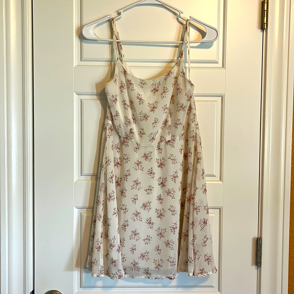 White floral mini dress